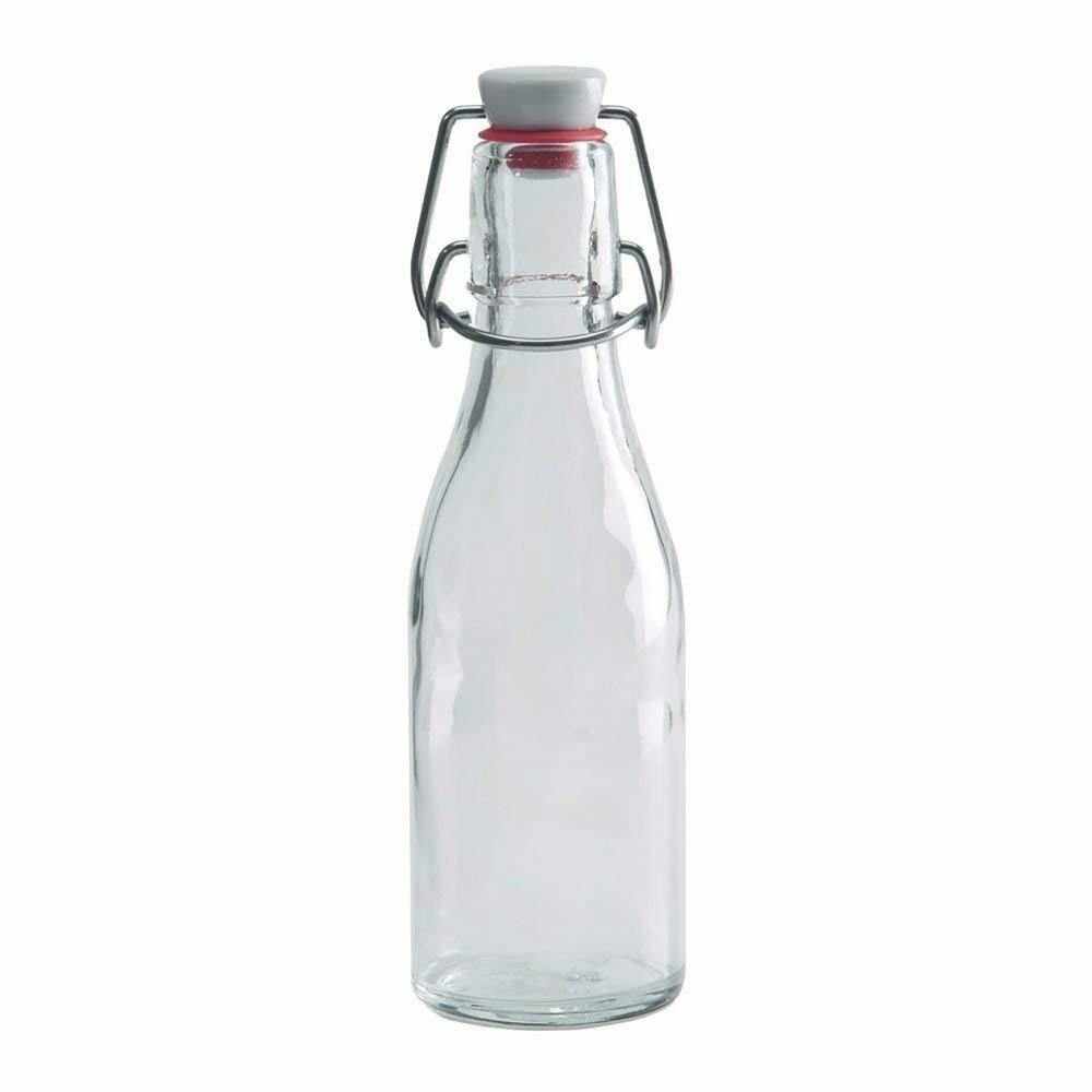Nevlers 8.5 Oz. Glass Bottles - Set of 12 | Swing Top Airtight Seals +  Brush + Funnel + Marker | Reusable Glass Water Bottle