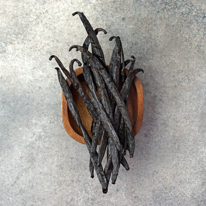 burundi vanilla beans bundled in a dish